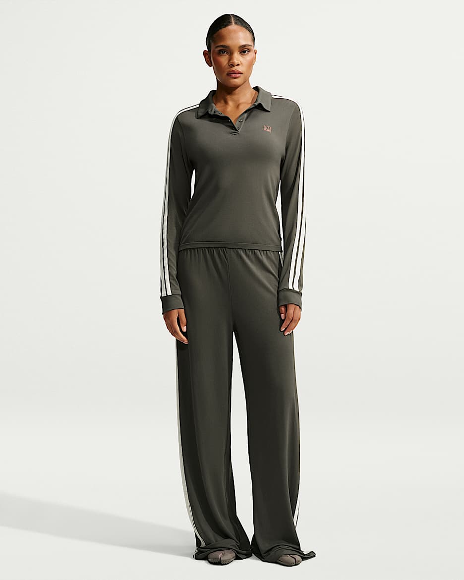 NikeSKIMS Stretch Knit 2.0 女子 Oversize 风速干阔腿长裤 - NSKM Boulder/NSKM Ecru