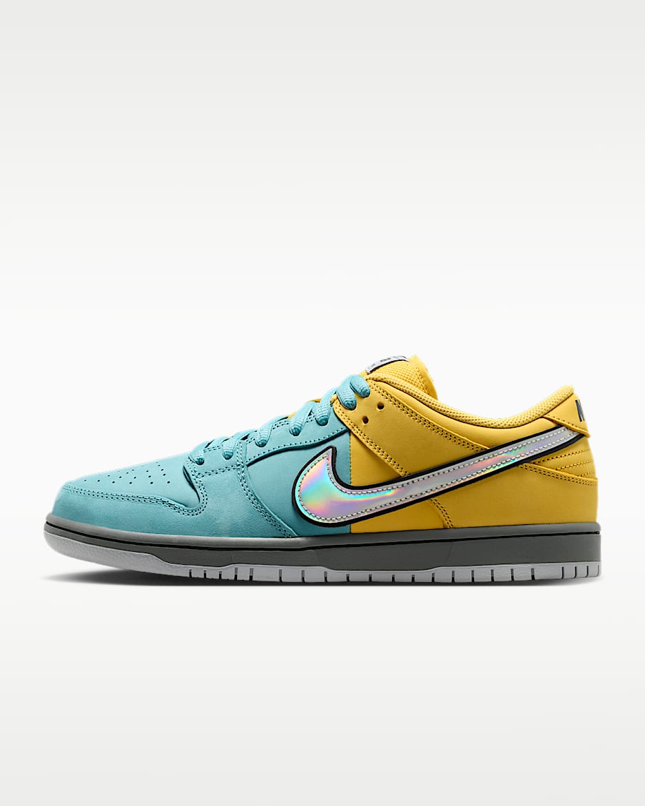 Nike SB Dunk Low Pro 男子滑板鞋 - 发光黄/牛仔蓝绿/铁灰/狼灰