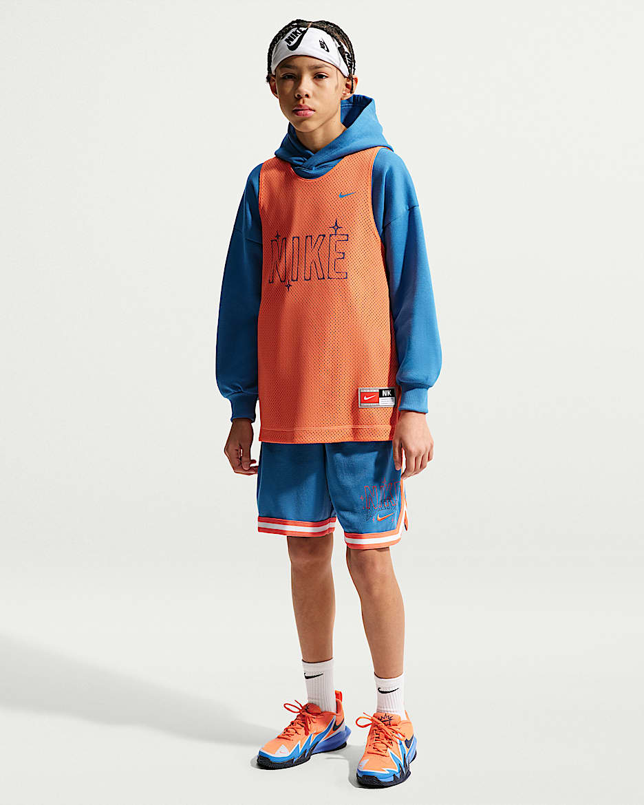 Nike DNA Dri-FIT 大童(男孩)速干篮球短裤 - 星星蓝/草皮橙