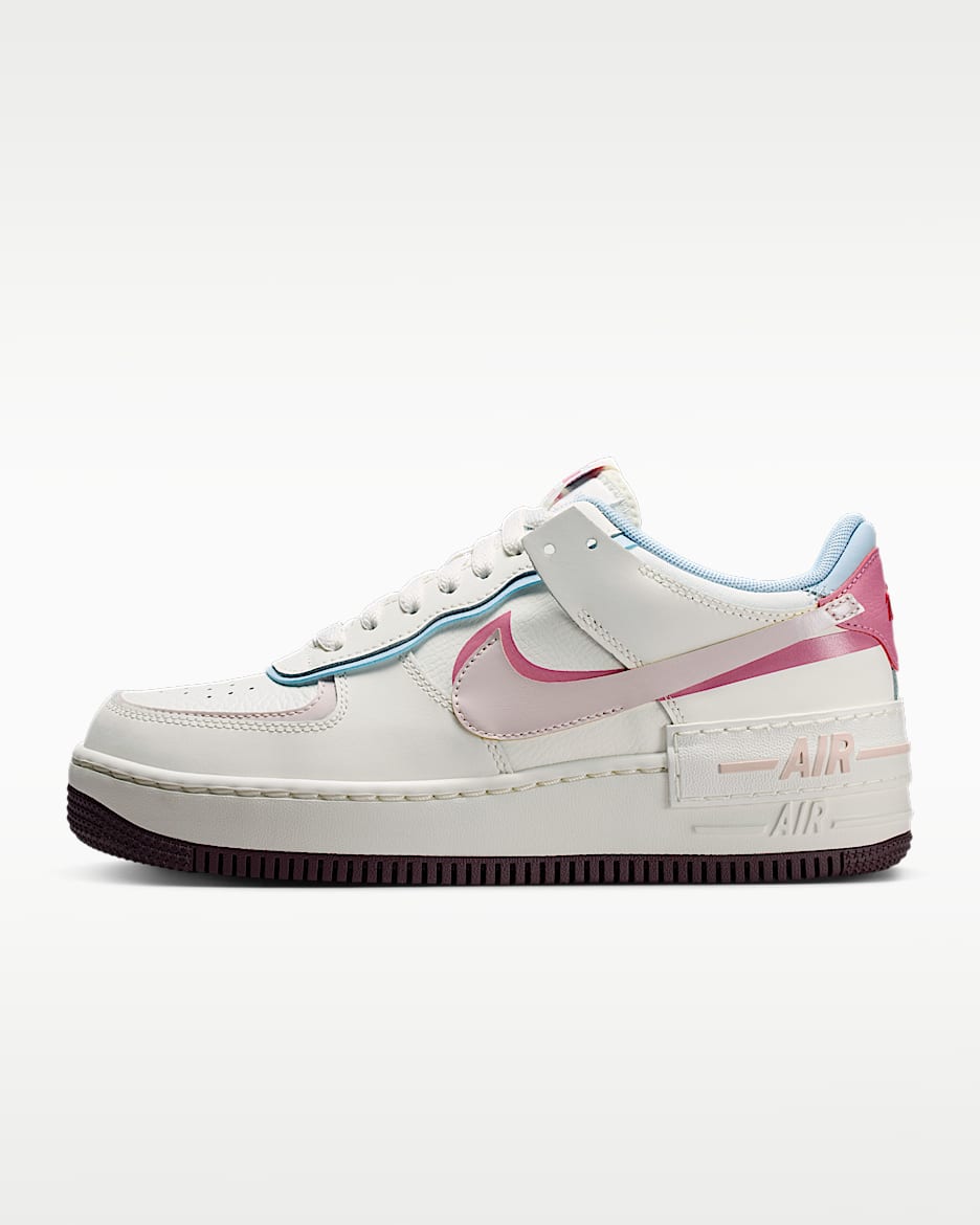 Nike Air Force 1 Shadow 情人节系列女子空军一号运动鞋 - 帆白/帆白/牡丹红/砂岩灰粉