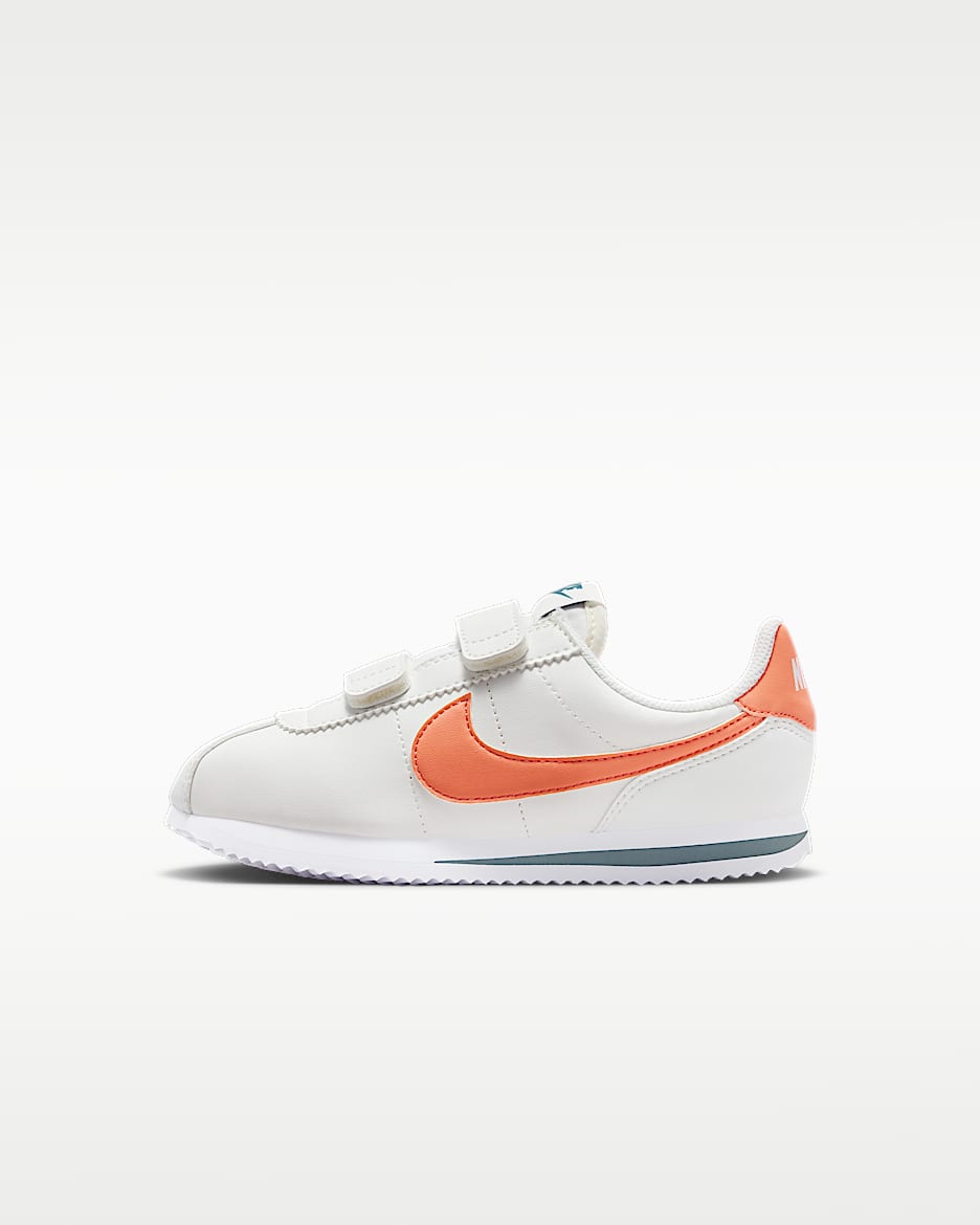 Nike Cortez 幼童运动鞋 - 帆白/白色/矿物岩板蓝/雾橙