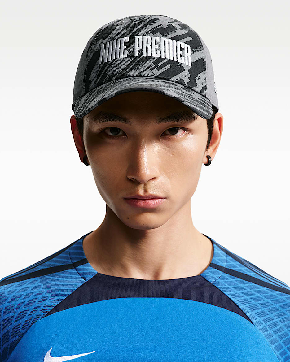Nike Club Premier 软顶足球运动帽 - 冷灰/黑/白色