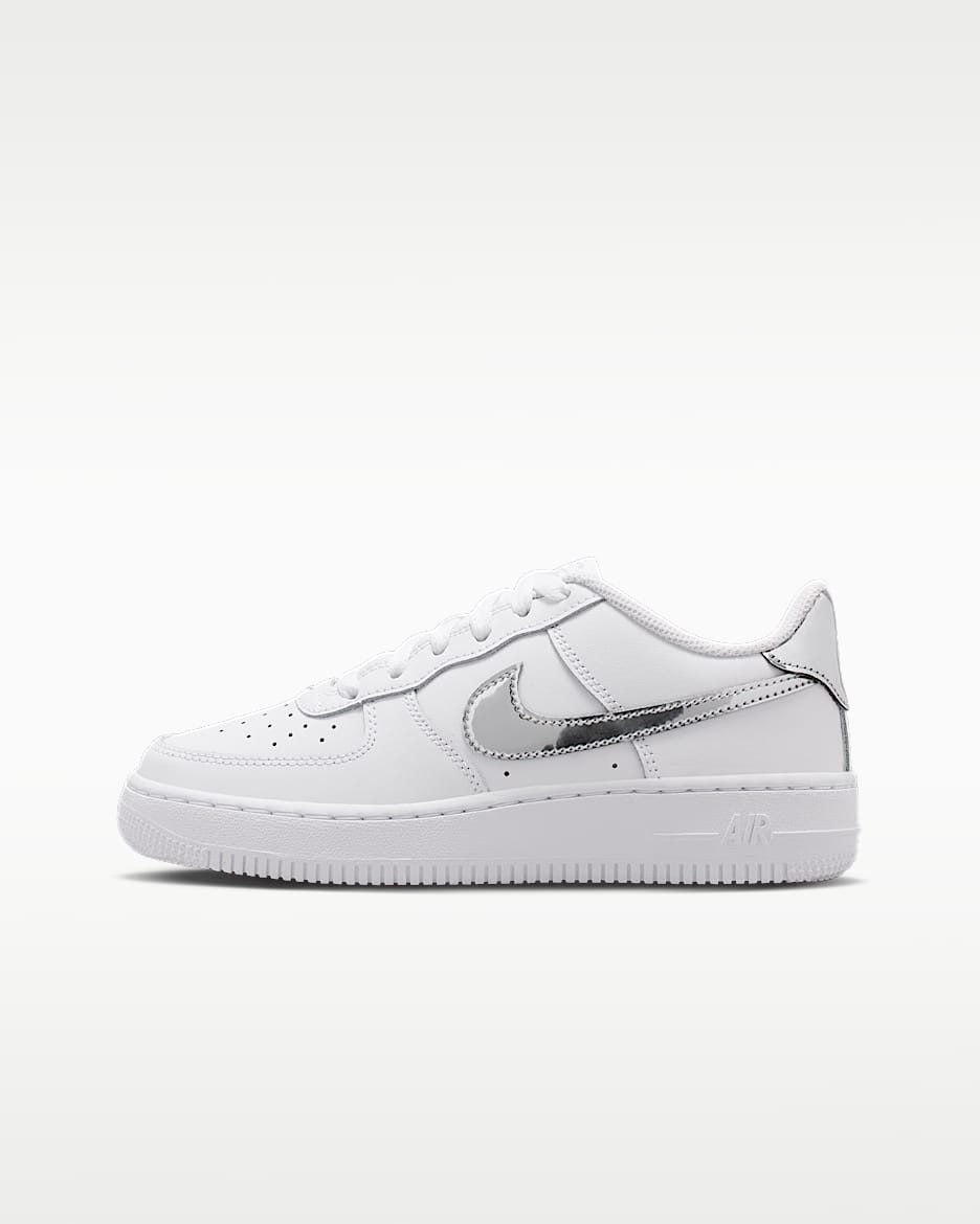 Nike Air Force 1 大童空军一号运动鞋 - 白色/金属银