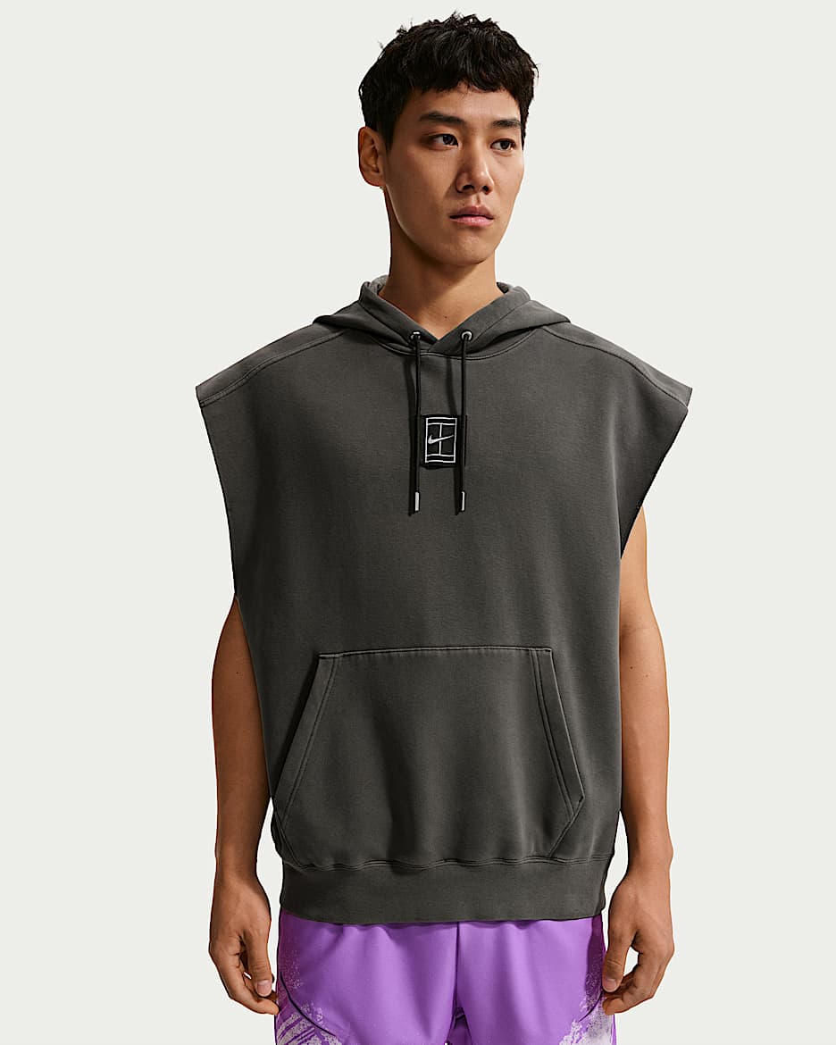 NikeCourt Slam 卡洛斯·阿尔卡拉斯同款男子网球加绒无袖套头连帽衫 - 煤黑