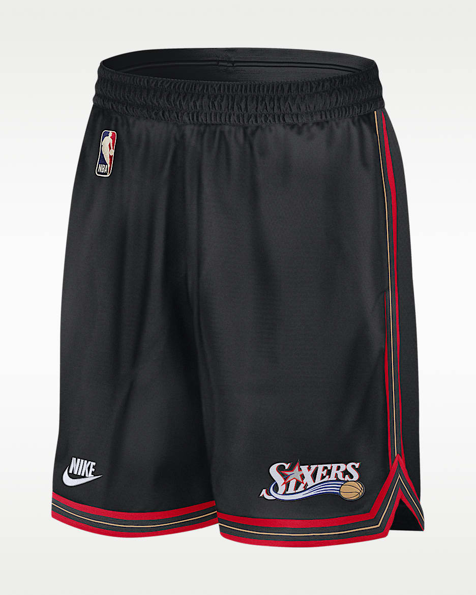 2025/26 赛季费城 76 人队 DNA Hardwood Classics Nike Dri-FIT NBA 男子速干短裤 - 黑