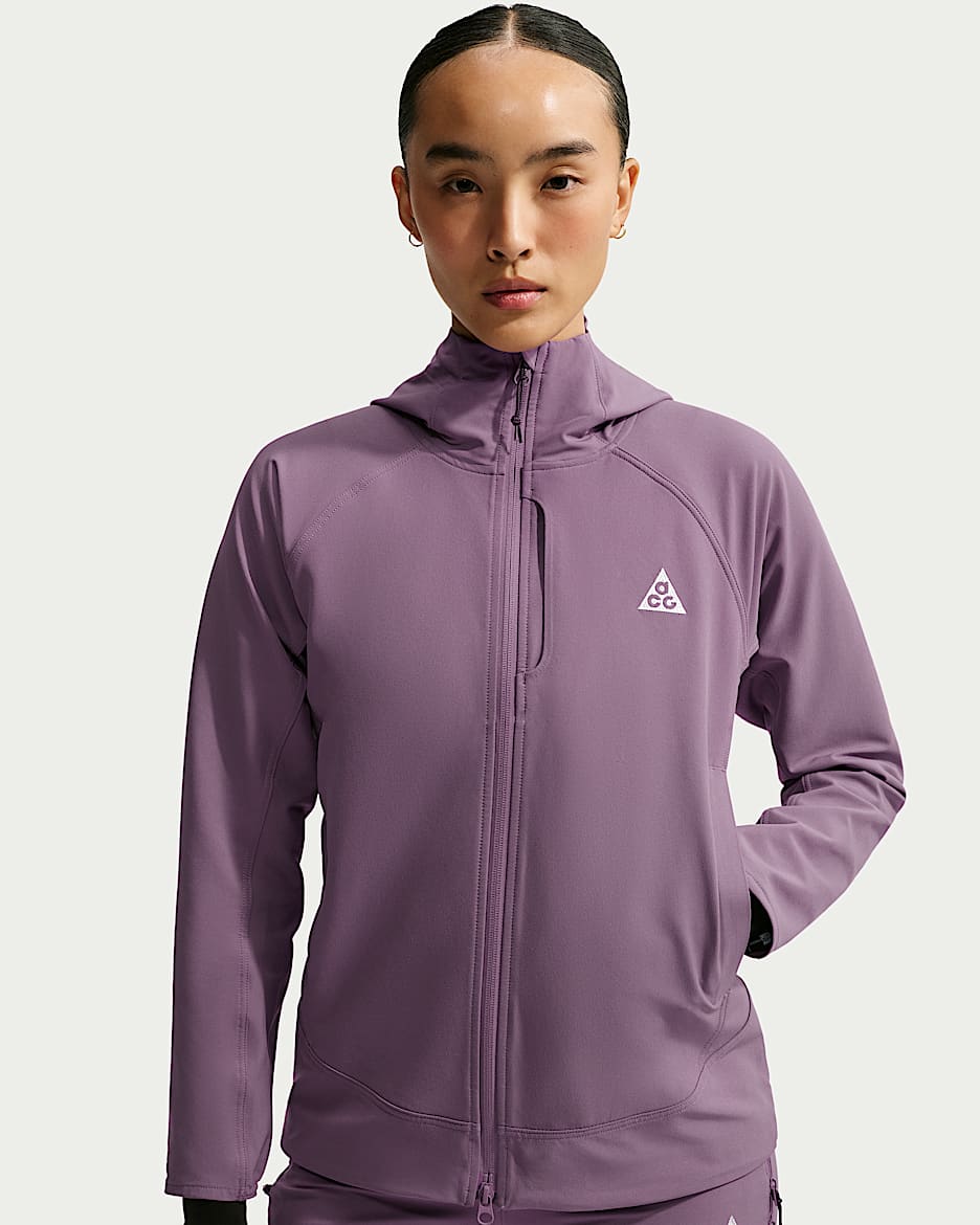 ACG Cloud Trekker 女子拒水全长拉链开襟徒步夹克 - 尘紫/山峰白