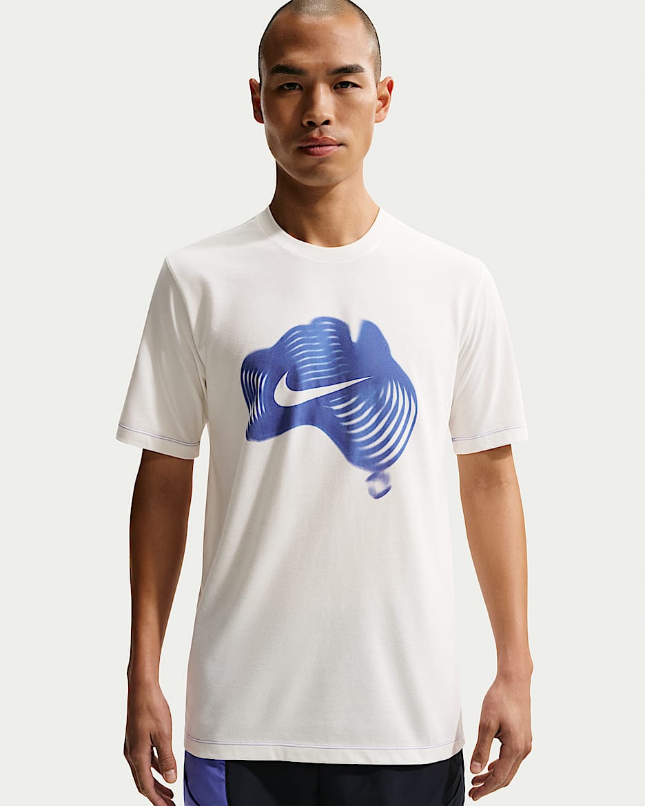 NikeCourt Dri-FIT 男子速干网球T恤 - 帆白/宝石蓝