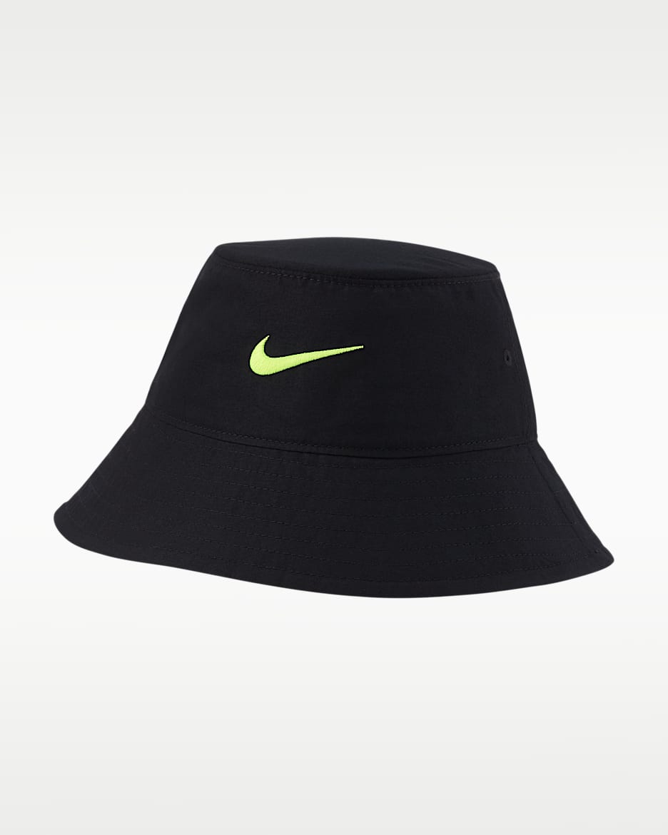 Nike 幼童防晒渔夫运动帽 - 黑/荧光黄