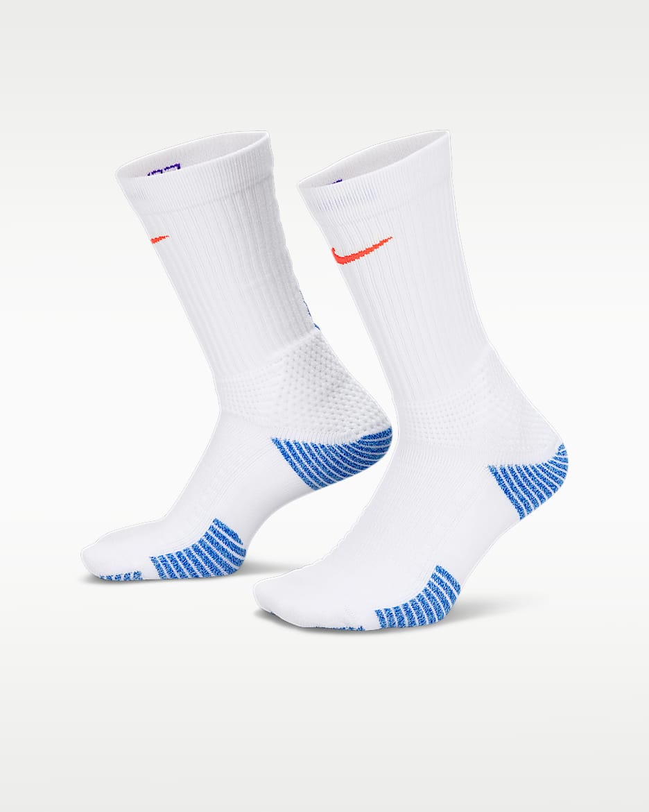 Nike Elite 2.0 舒适速干中筒运动袜（1 双） - 白色/赛车蓝/浅绿/亮深红