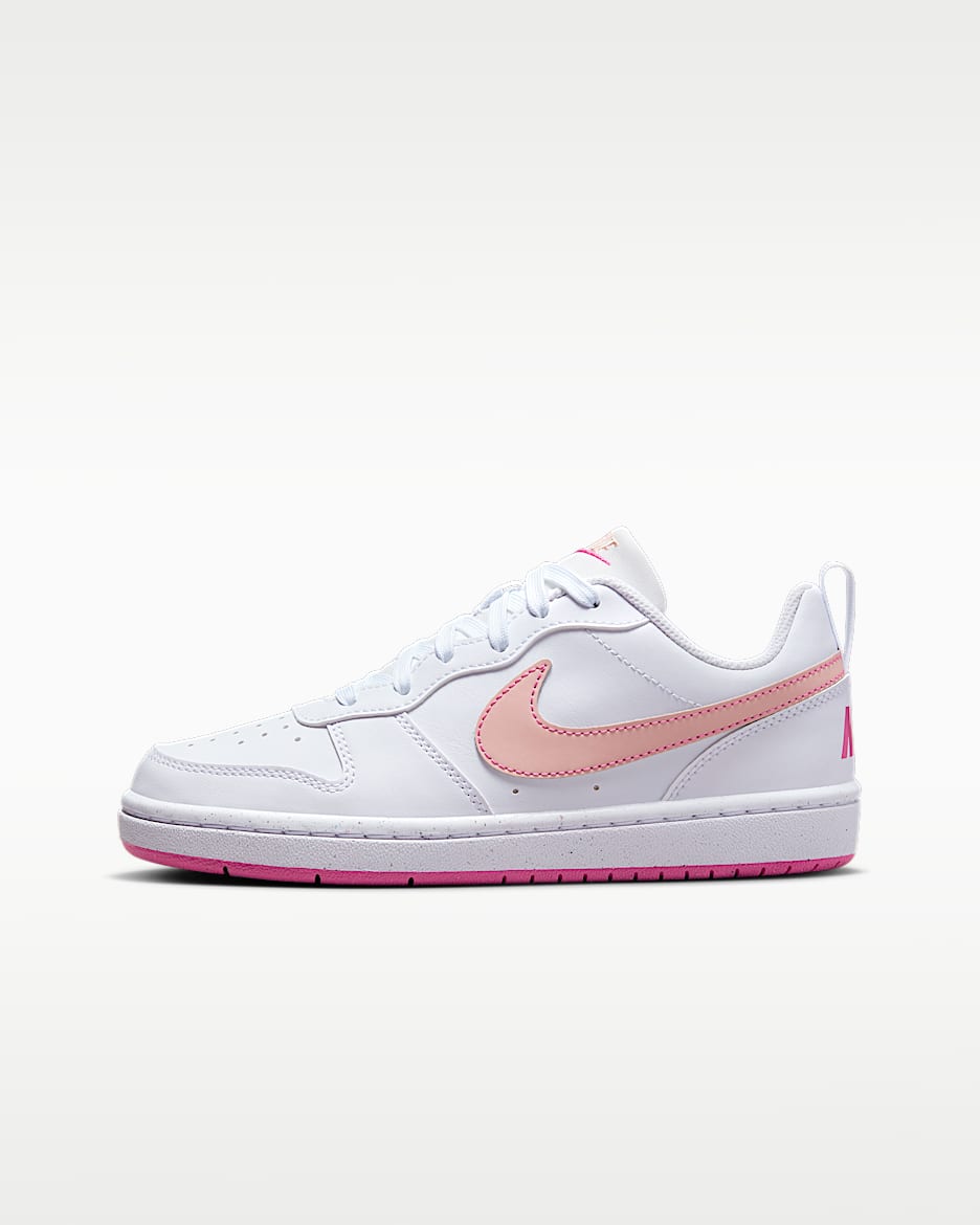 Nike Court Borough Low Recraft 耐克酷菠萝大童运动鞋 - 白色/亚紫粉/橙粉