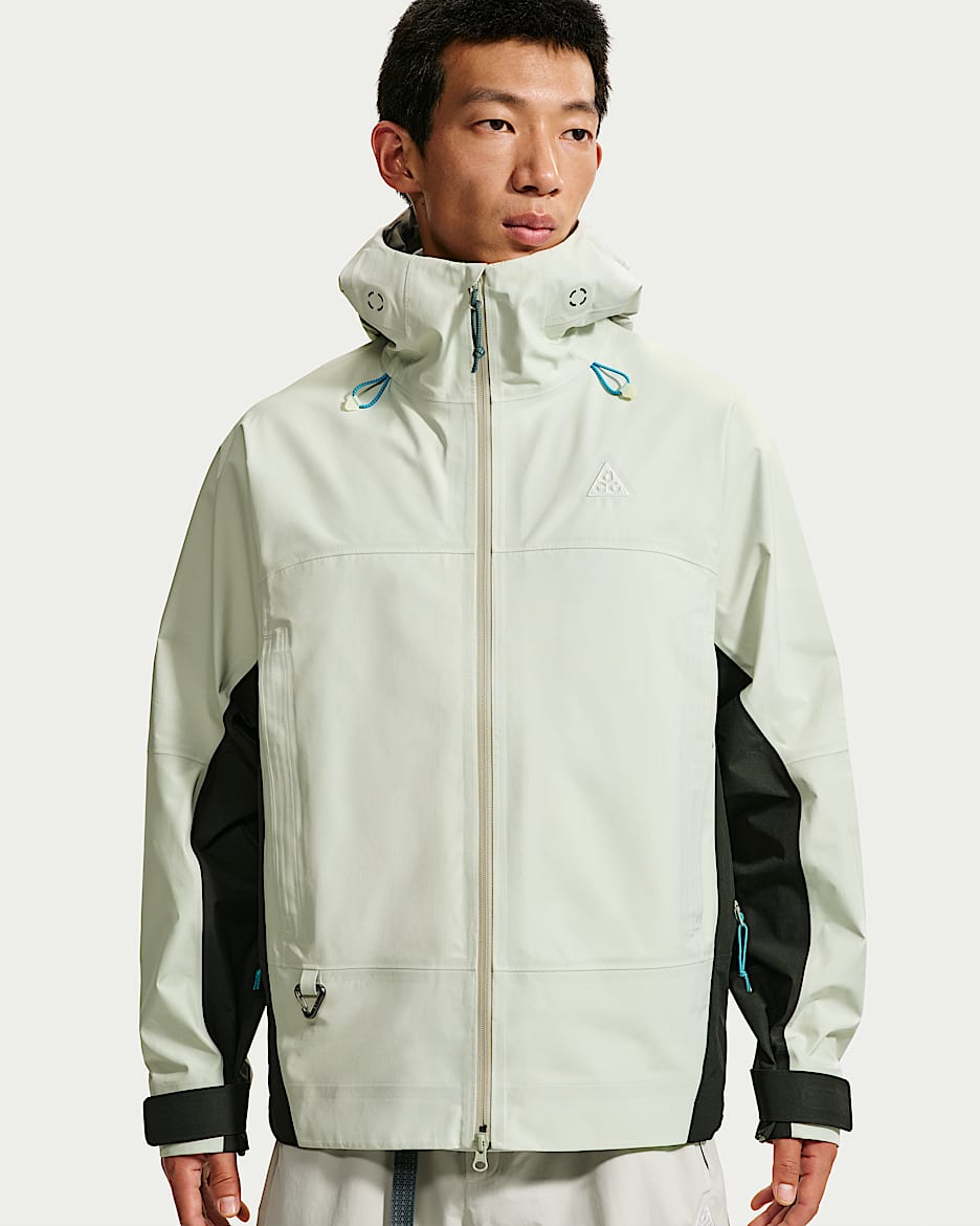 Nike ACG "Misery Ridge" Storm-FIT ADV GORE-TEX 3L 男/女防风防水夹克硬壳冲锋衣 - 海玻璃色/黑云衫绿/山峰白