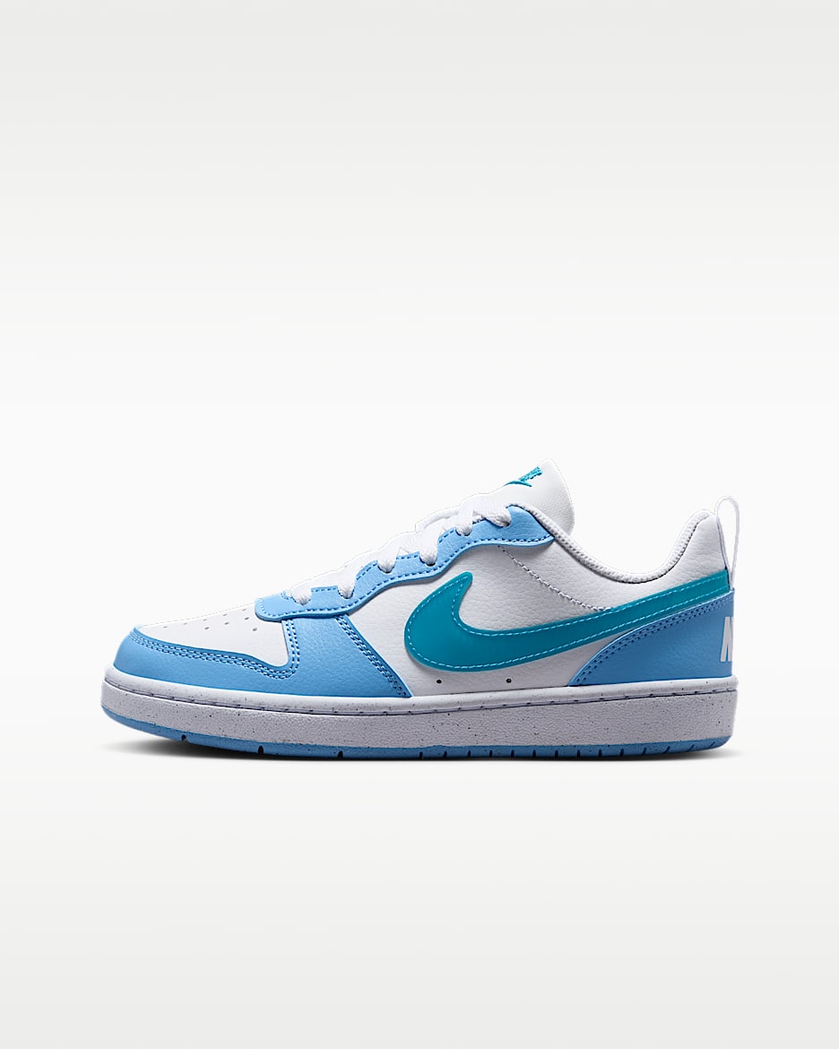 Nike Court Borough Low 耐克酷菠萝大童运动鞋 - 白色/足球蓝/能量绿