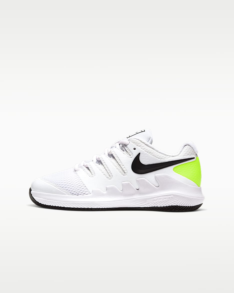 NikeCourt Jr. Vapor X 大童网球鞋 - 白色/荧光黄/黑