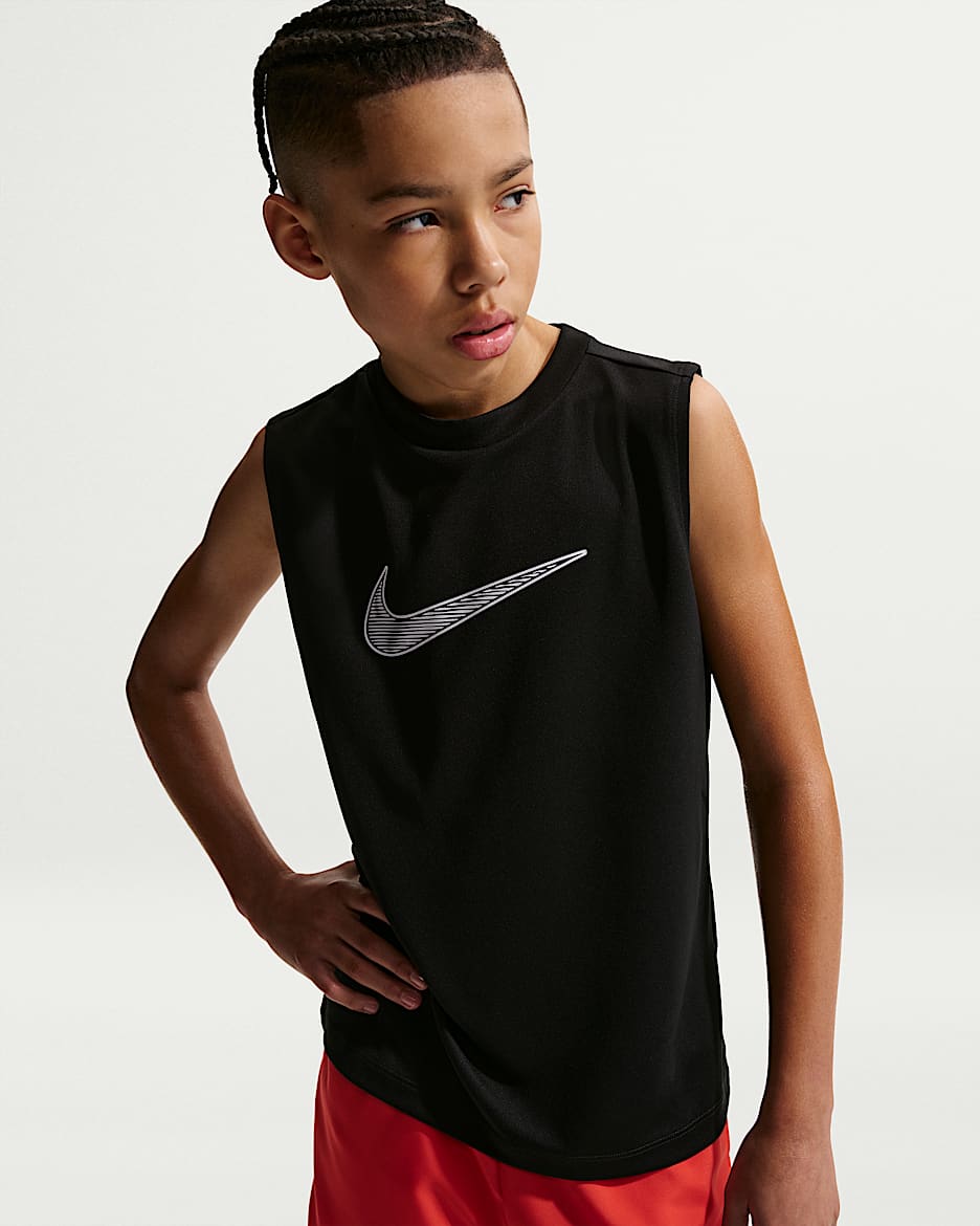 Nike Multi Dri-FIT 大童（男孩）速干无袖上衣 - 黑