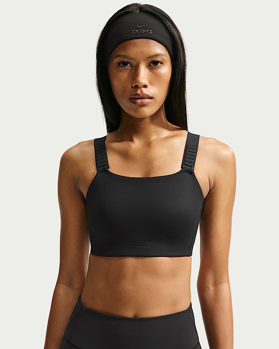 NikeSKIMS Matte 女子速干宽肩带运动内衣 - NSKM Obsidian/NSKM Obsidian