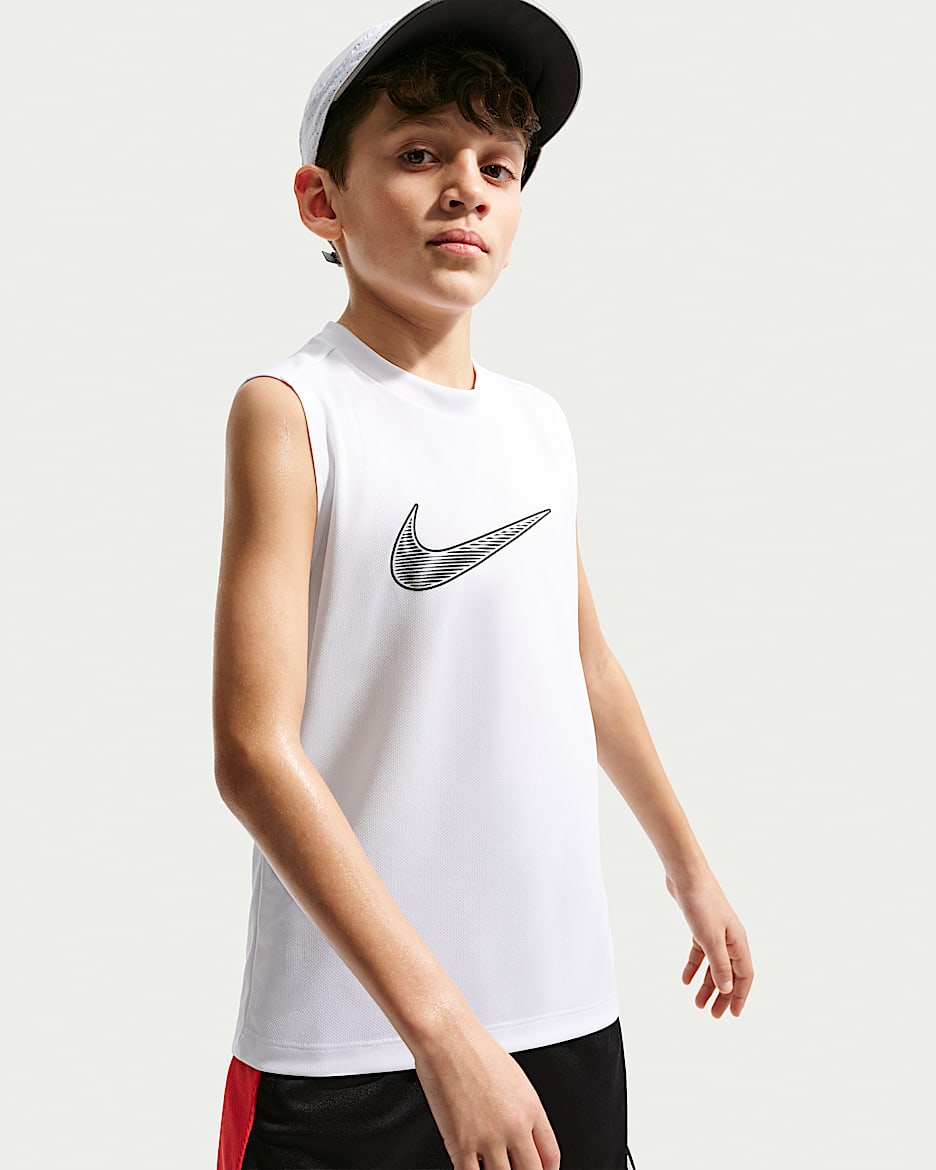 Nike Multi Dri-FIT 大童(男孩)速干无袖上衣 - 白色