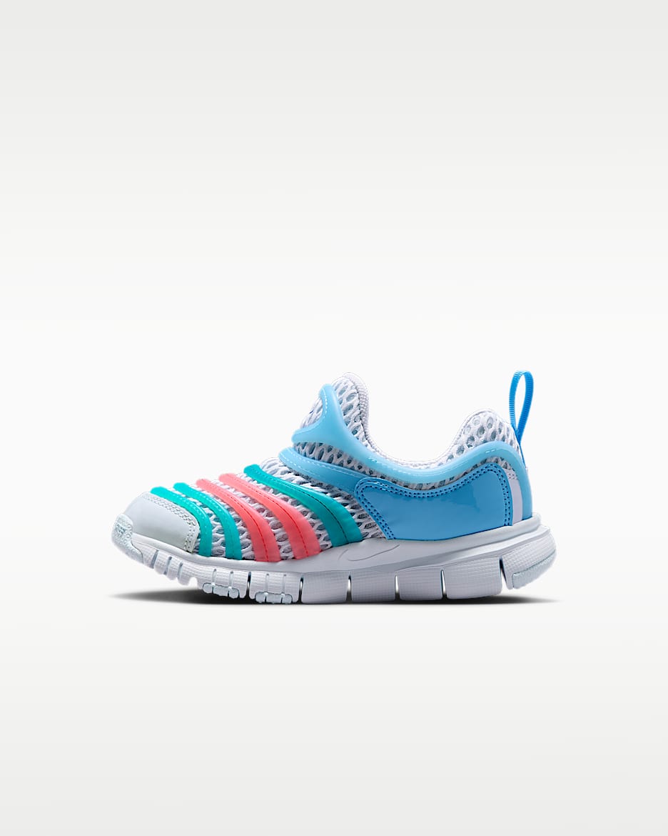 Nike Dynamo Free BR 2 耐克毛毛虫幼童运动鞋 - 足球灰/能量绿/热带粉/赛车蓝