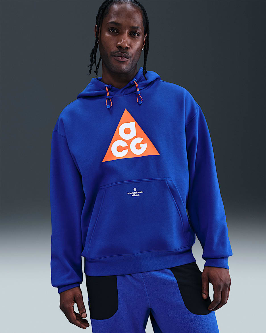 国际米兰足球俱乐部 x ACG SE Nike Therma-FIT 男子加绒足球套头连帽衫 - 超蓝/安全橙/白色