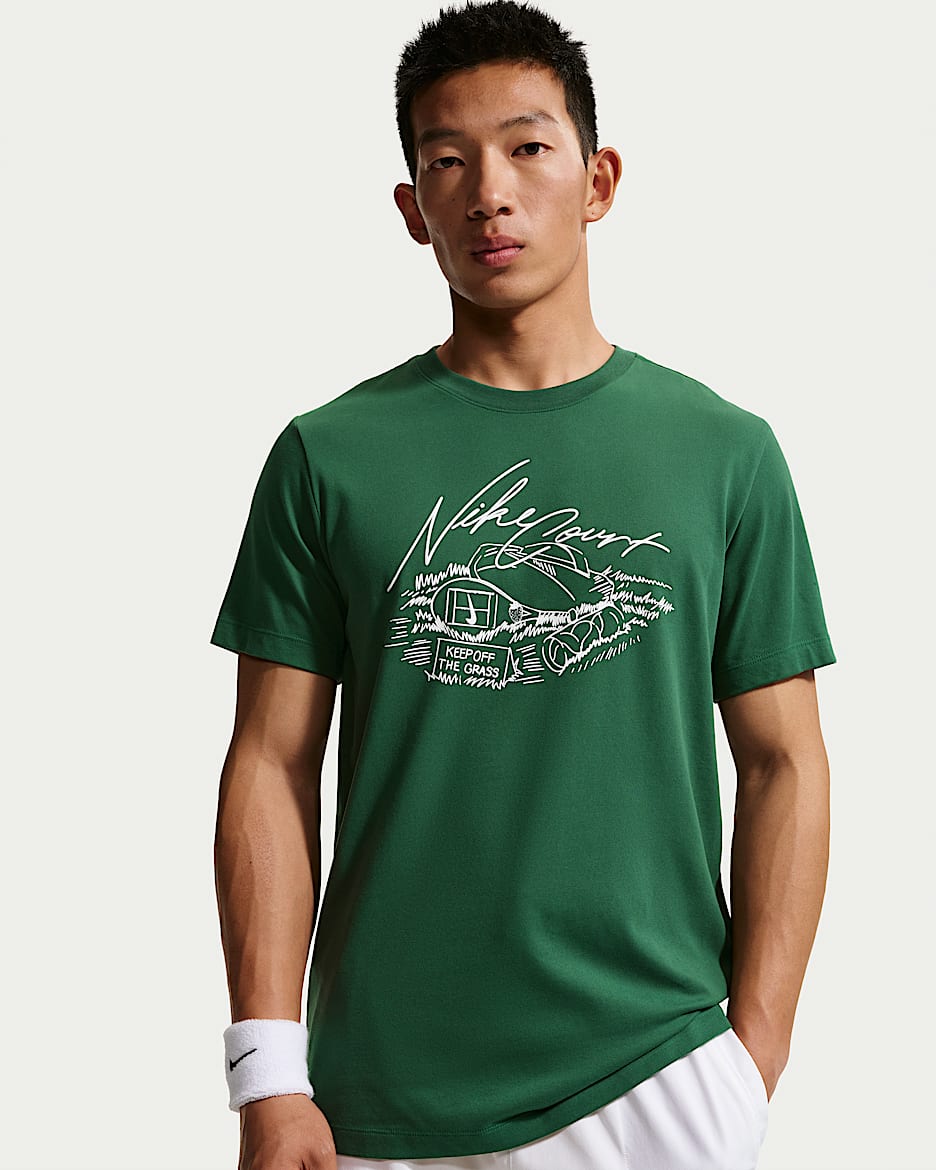 Nike Dri-FIT 男子速干网球T恤 - 峡谷绿