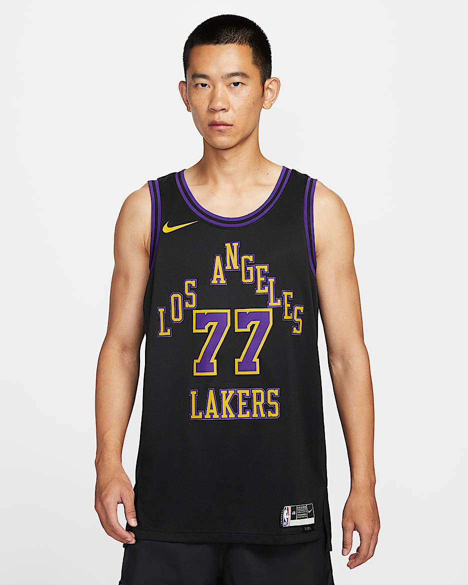 洛杉矶湖人队 City Edition Nike Dri-FIT NBA Swingman Jersey 男子速干球衣 - 黑