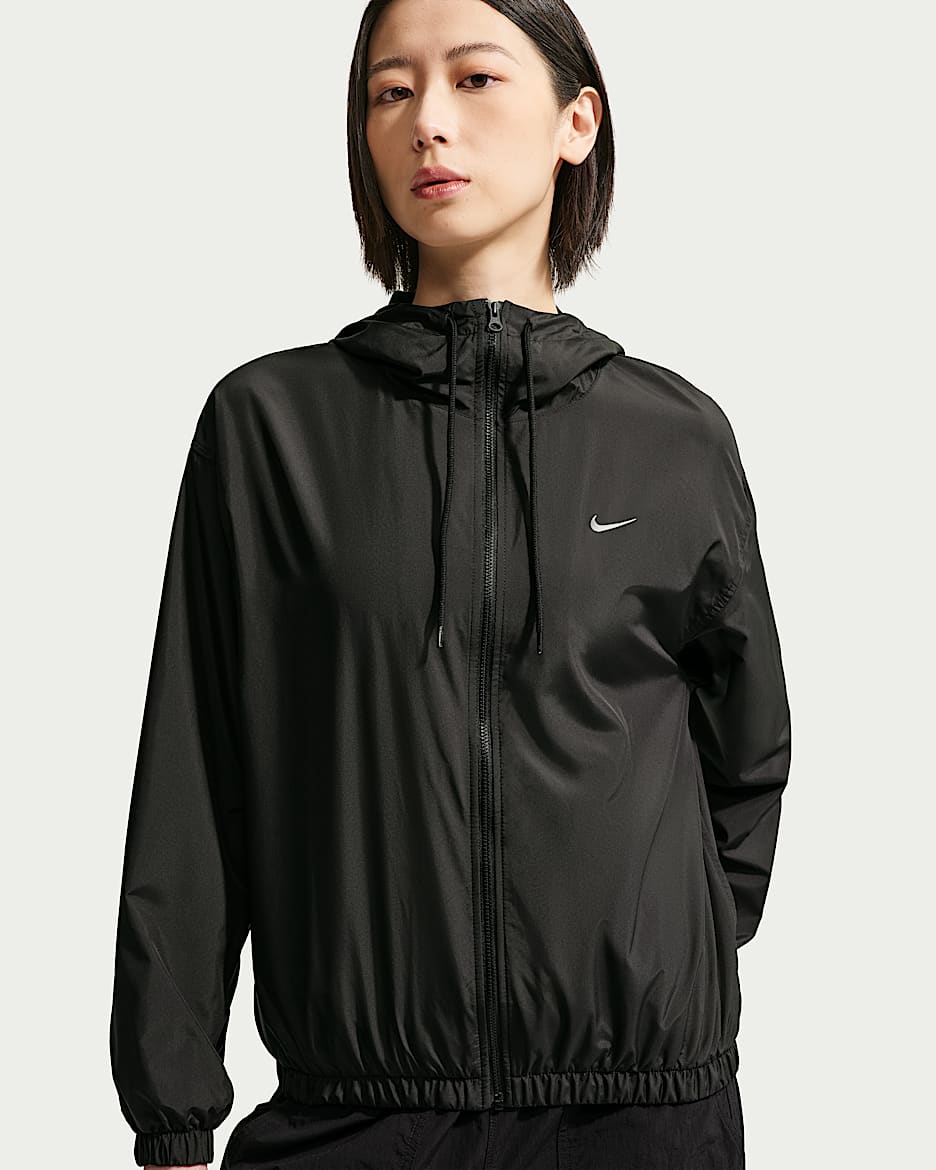 Nike Sportswear 女子宽松连帽夹克防晒衣皮肤衣 - 黑/帆白