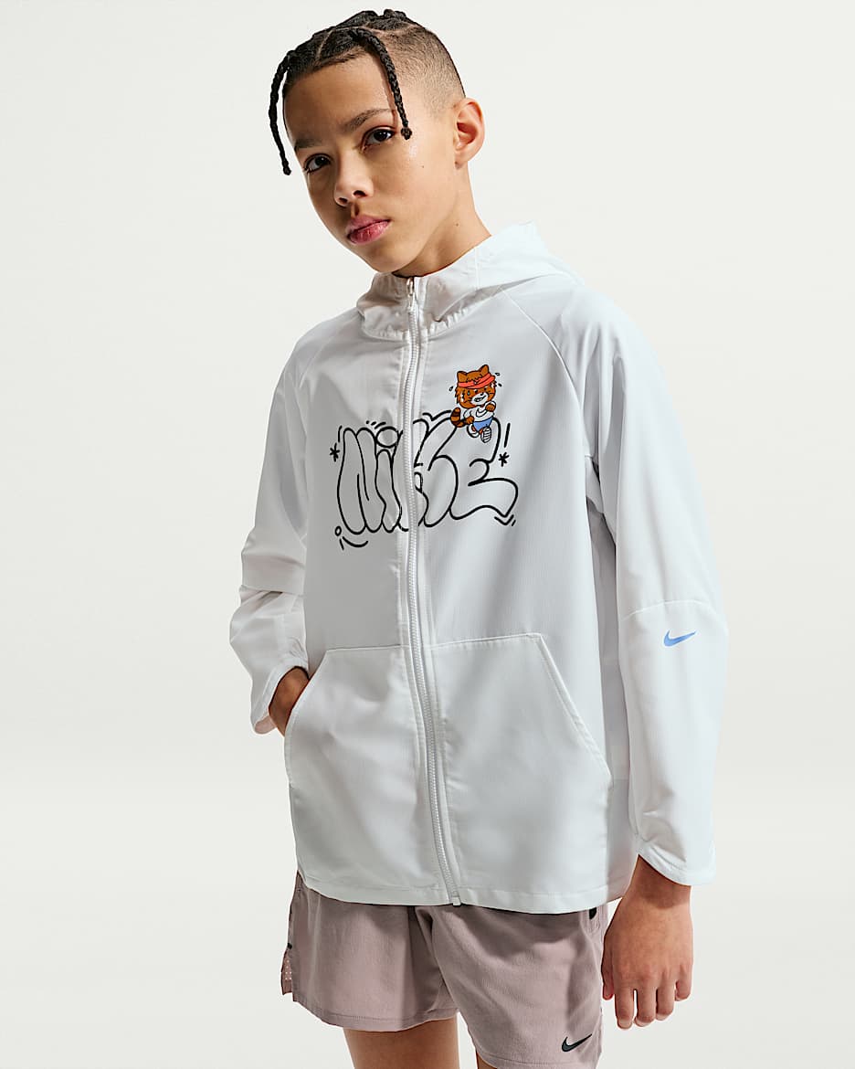 Nike Miler Dri-FIT 大童速干夹克防晒衣 - 白色