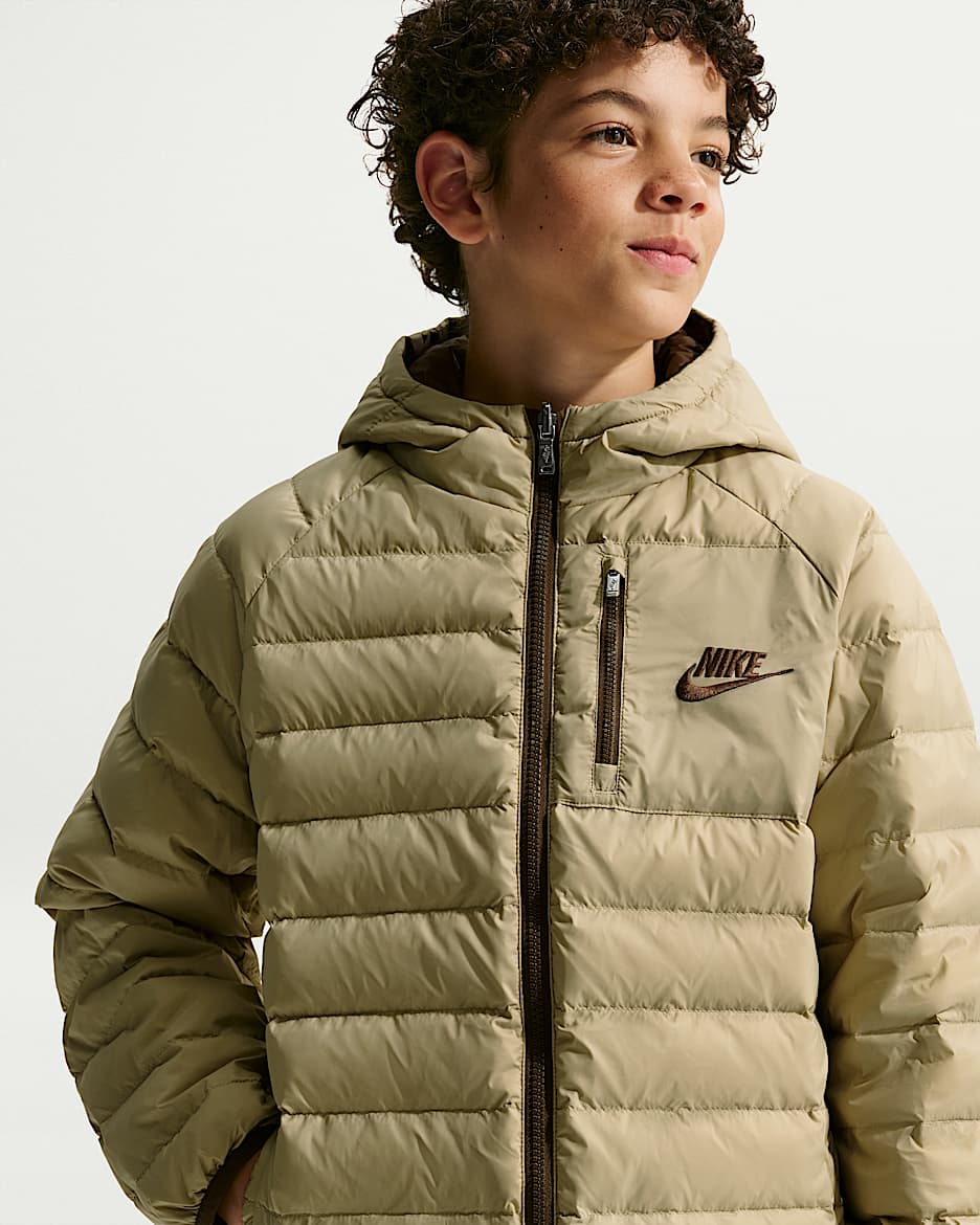 Nike 大童拒水双面穿户外夹克羽绒服 - 亚麻