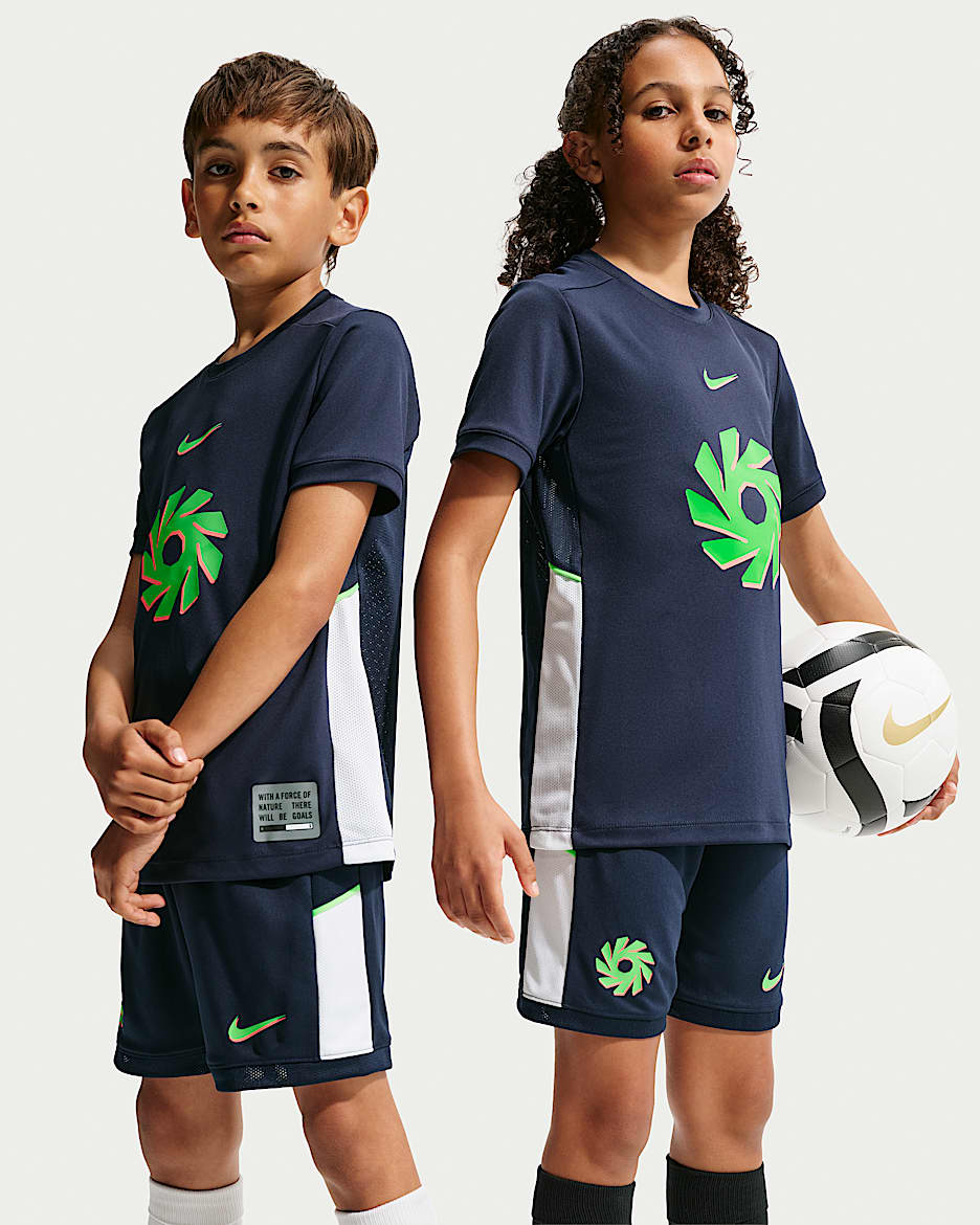 Erling Haaland Academy Nike Dri-FIT 哈兰德大童速干足球短袖上衣 - 黑曜石色/白色/冲击绿/冲击绿