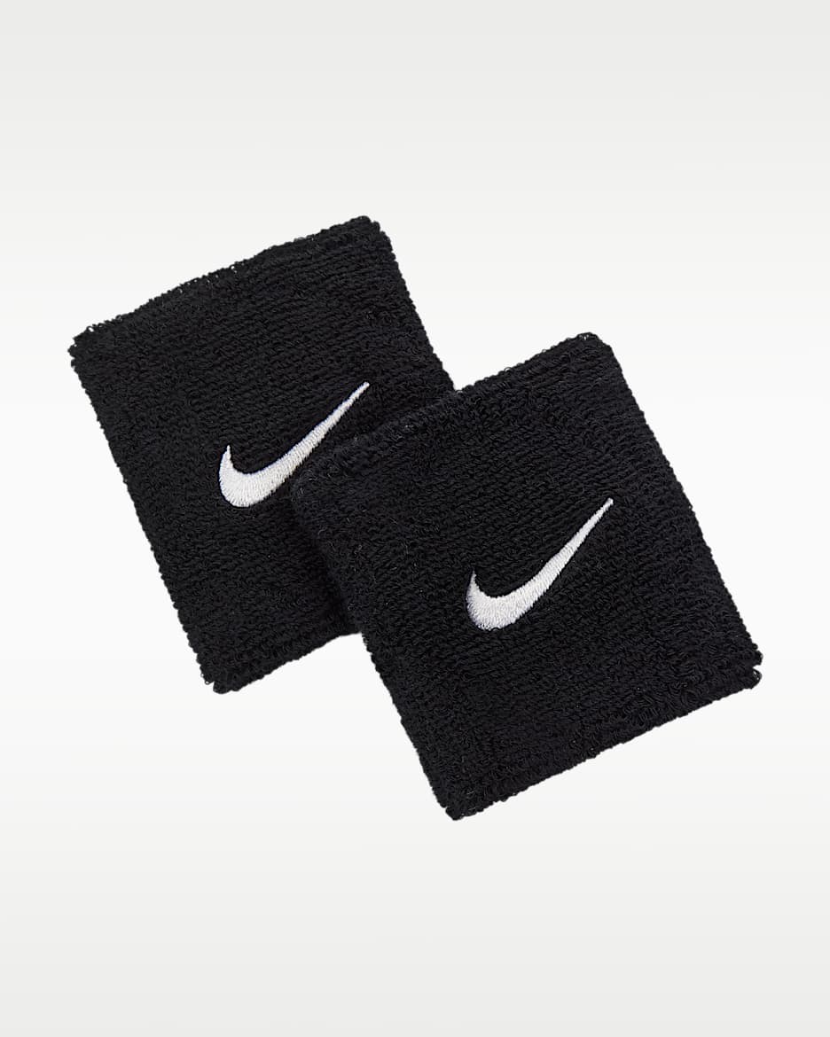 Nike Swoosh Classic 护腕（1 对） - 黑/白色