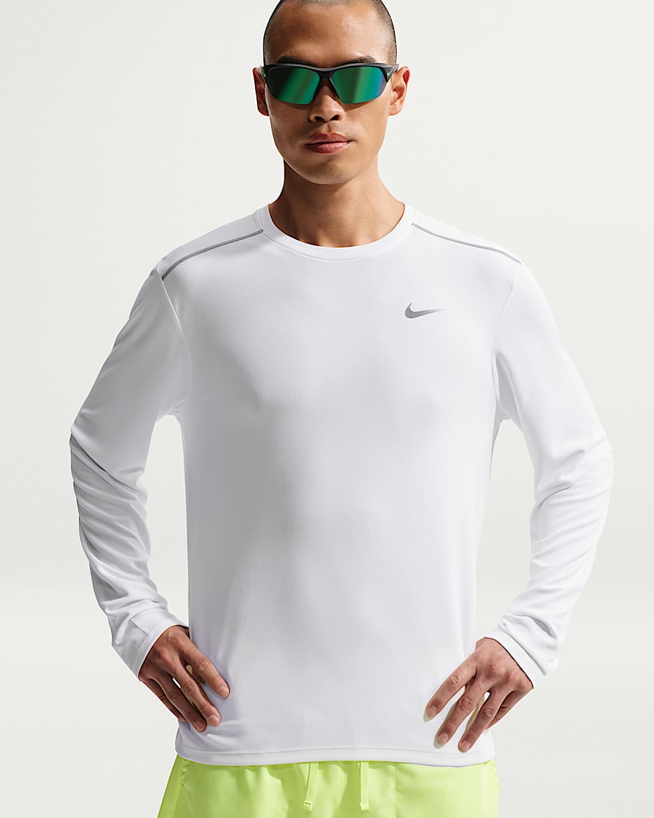 Nike Miler Dri-FIT 男子速干长袖跑步上衣 - 白色