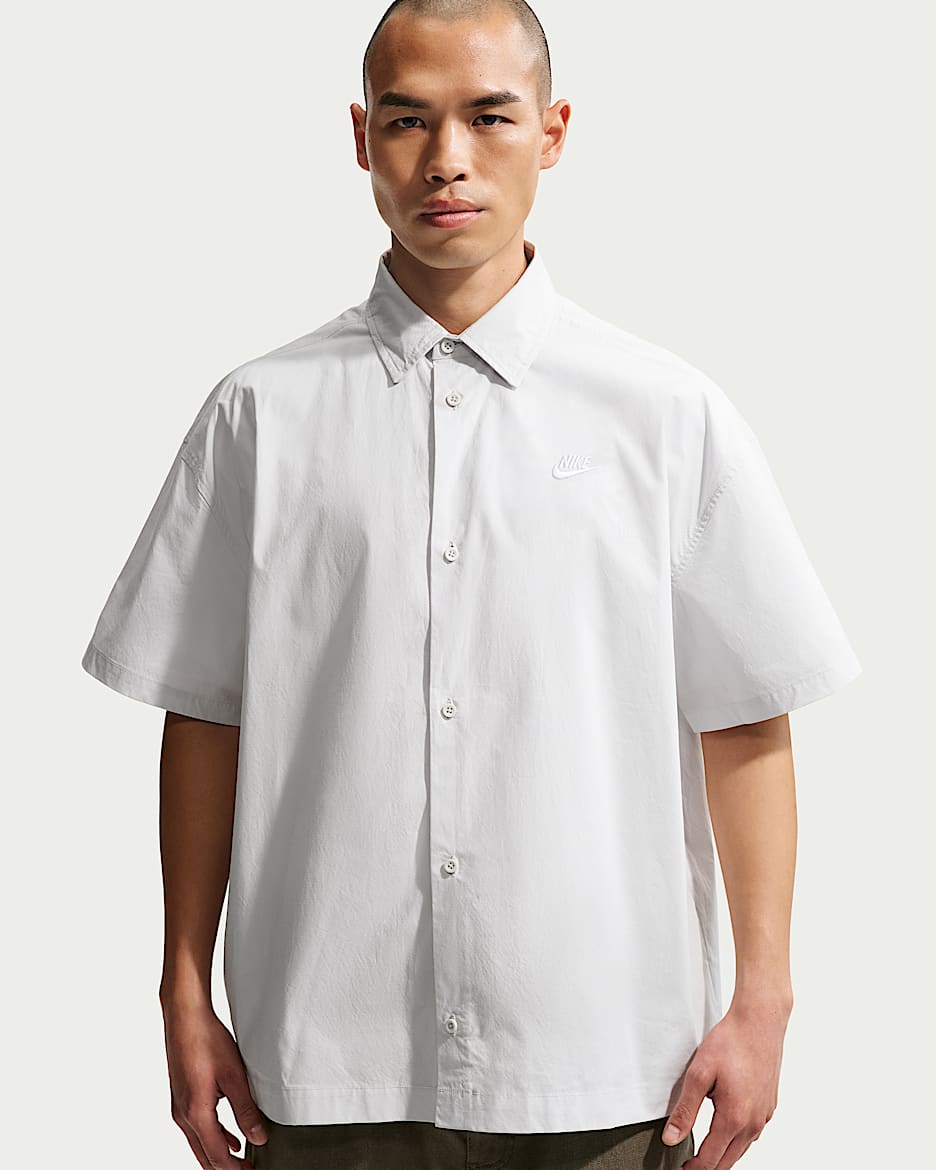 Nike Club 男子短袖纽扣衬衫 - 尘光子色/白色