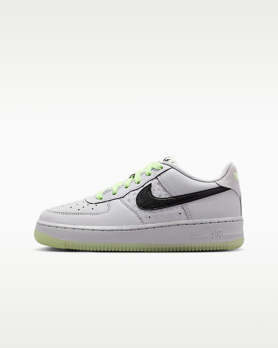 Nike Air Force 1 Low 大童空军一号运动鞋 - 尘光子色/微黄绿/黑