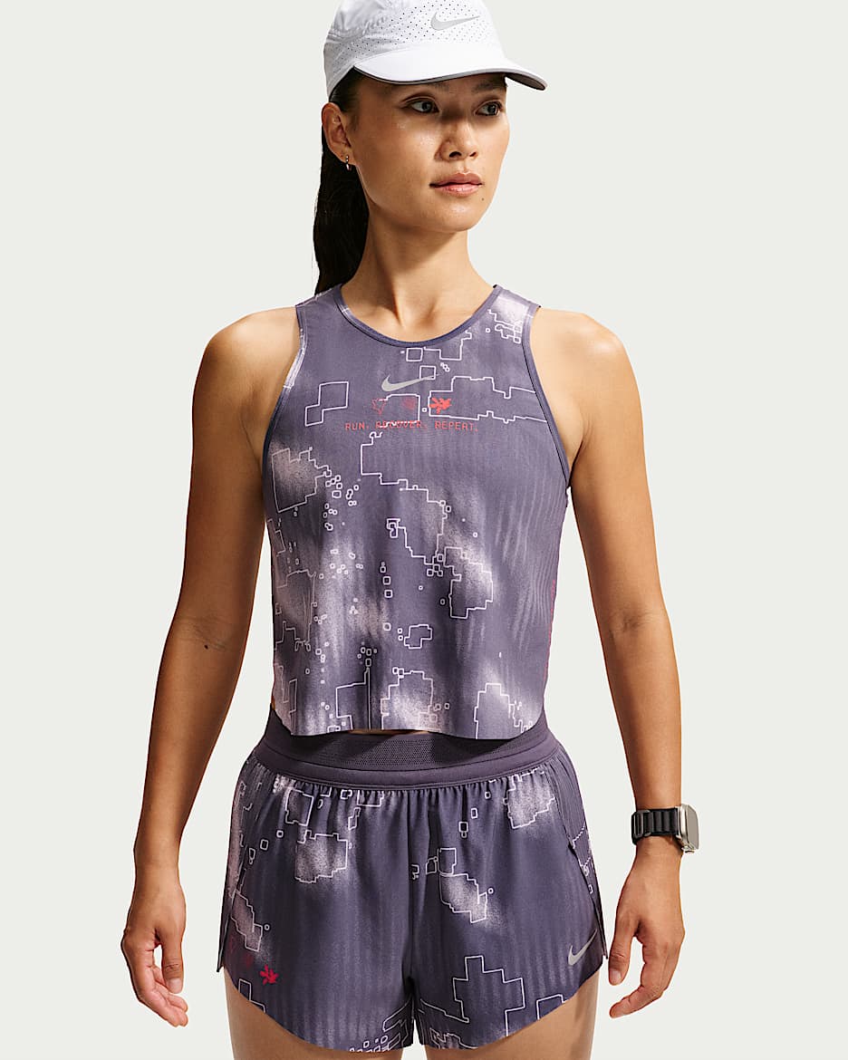 Nike AeroSwift Dri-FIT ADV 女子速干印花跑步背心 - 乌紫