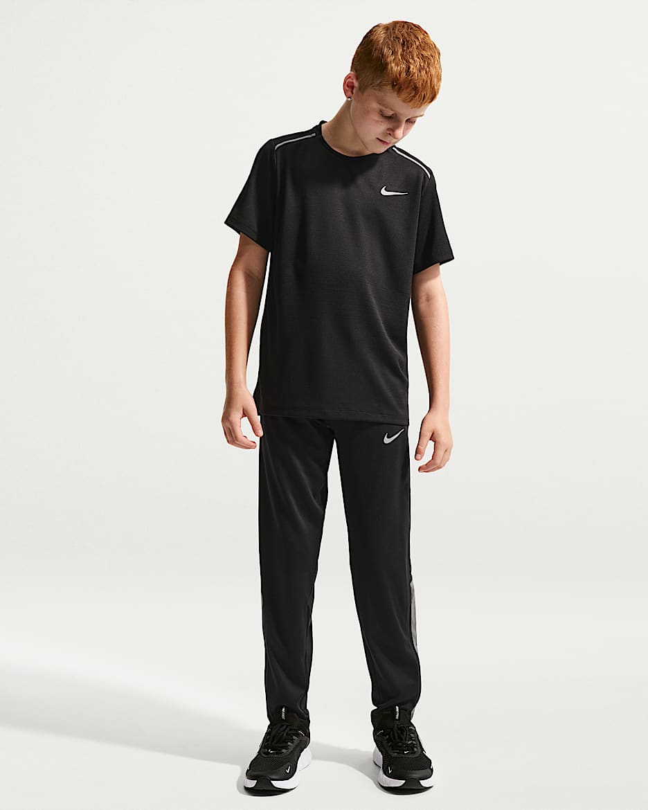 Nike Miler 大童(男孩)速干针织跑步长裤 - 黑/黑