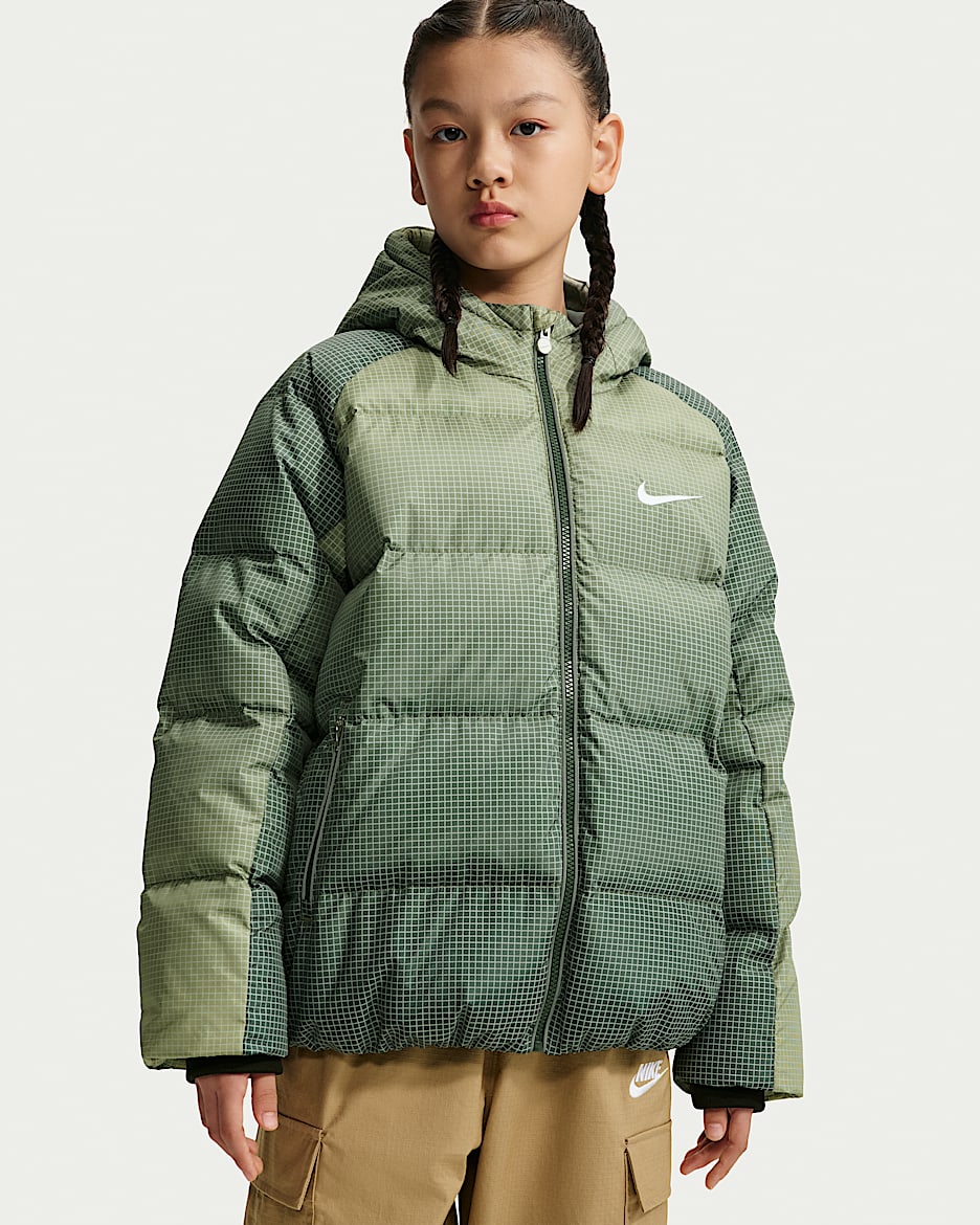 Nike 大童反光细节羽绒夹克 - 迷彩绿