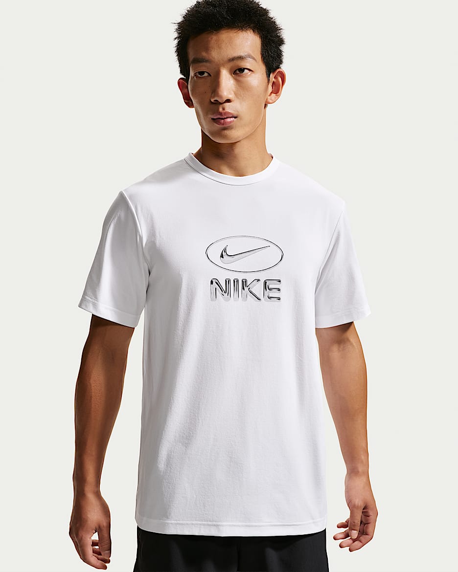 Nike Hyverse Dri-FIT 男子防晒速干短袖训练T恤 - 白色/黑