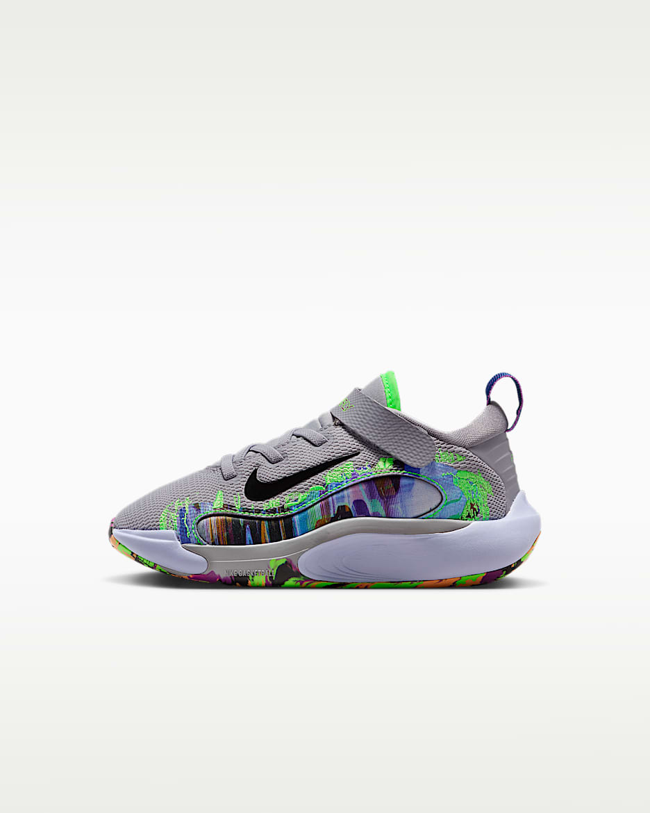 Nike IsoFly 「电玩闪码」系列幼童运动鞋 - 水泥灰/黑/明亮紫/冲击绿