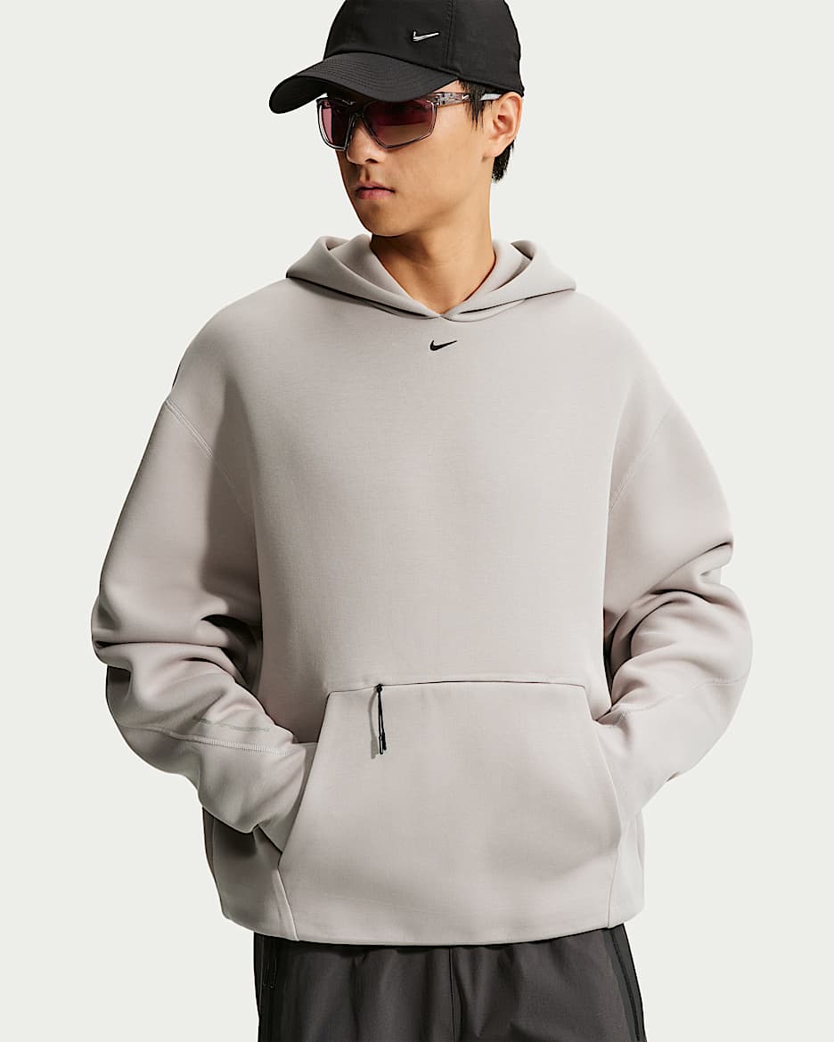 Nike Tech 男子针织套头连帽衫 - 大学灰/黑