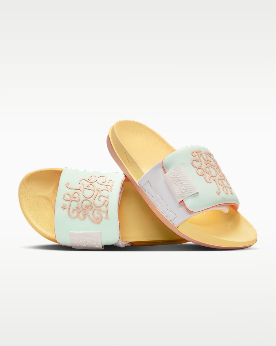 Nike Offcourt Adjust 女子拖鞋 - 山峰白/柔黄/微绿/雾橙