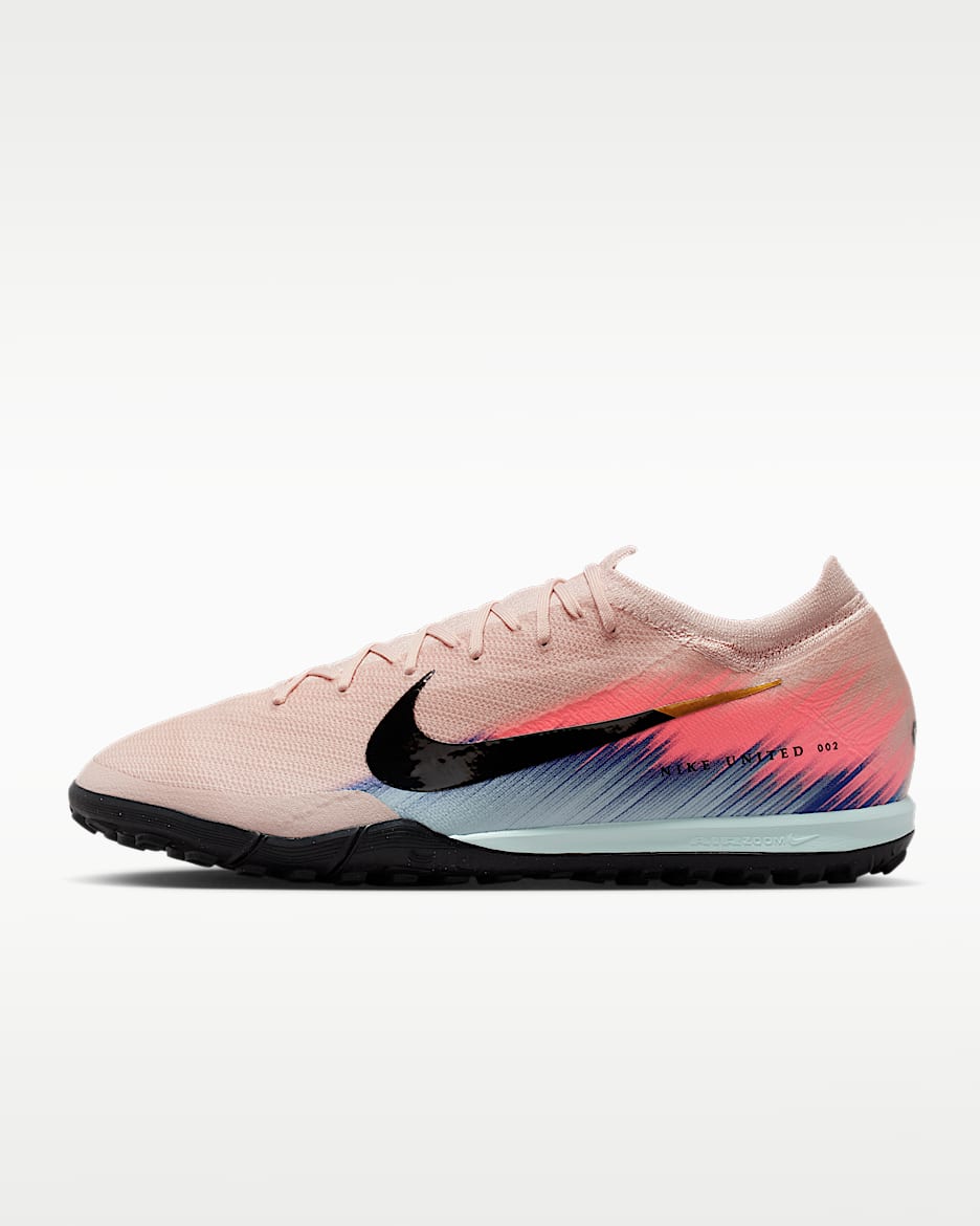 Nike United Mercurial Vapor 16 Pro 耐克刺客系列男/女 TF 人造场地低帮足球鞋 - 砂岩灰粉/赛车蓝