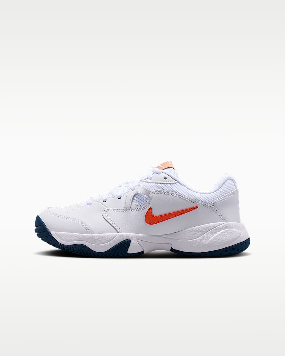 NikeCourt Jr. Lite 2 大童网球鞋 - 白色/深渊绿/果仁糖棕/队橙