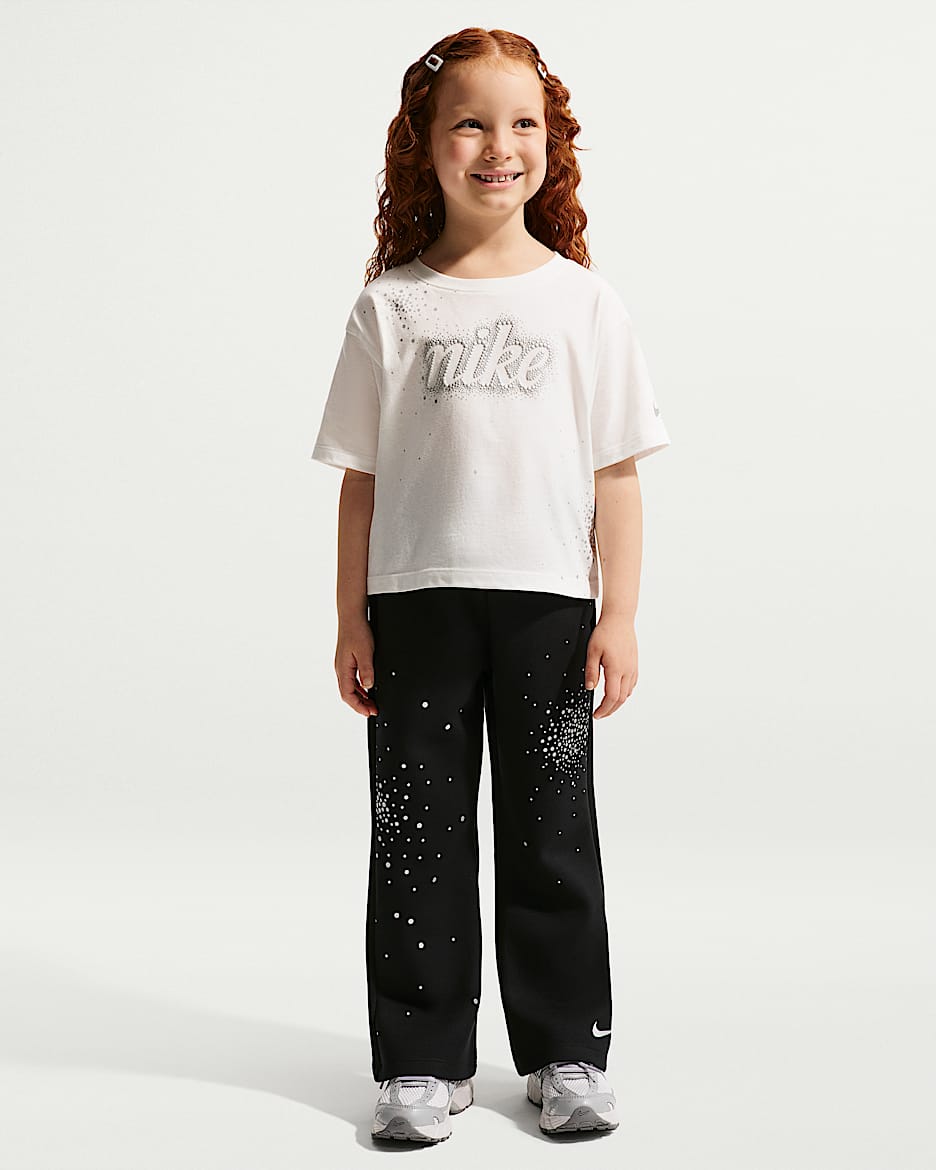 Nike Swoosh Sparkle 幼童长裤 - 黑