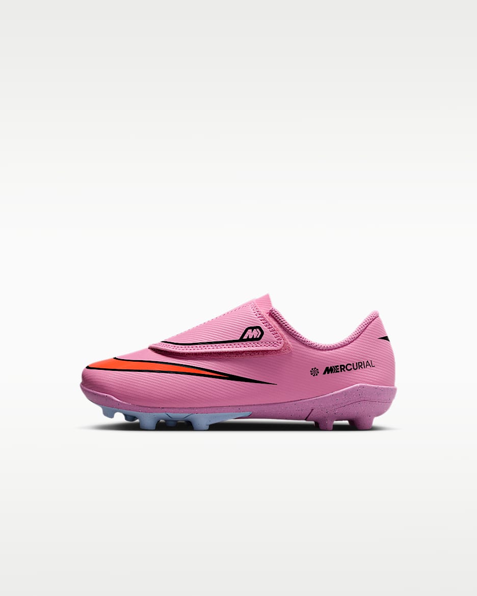 Nike Jr. Mercurial Vapor 16 Club 耐克刺客系列幼童 MG 多种场地低帮足球鞋 - 神秘火烈鸟红/鲜橙红/黑