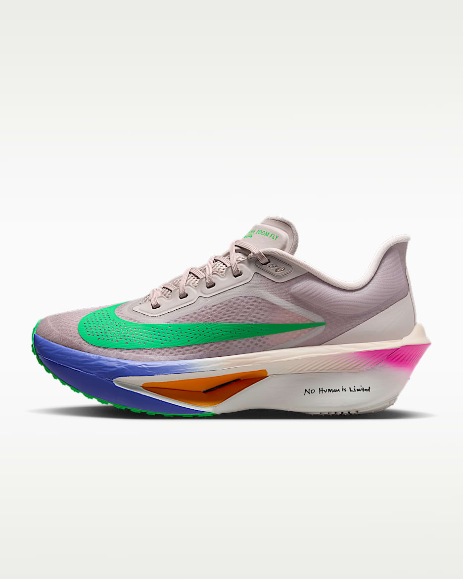 Nike Zoom Fly 6 "Eliud Kipchoge" 基普乔格女子公路竞速跑步鞋 - 砂岩灰粉/波斯紫/火焰粉/惊喜绿