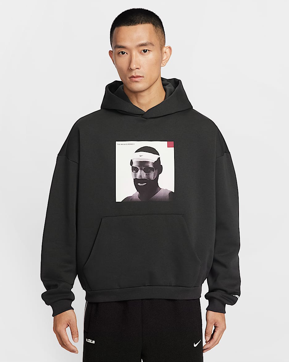 LeBron "Masked Menace" 詹姆斯男子加绒连帽衫 - 灰黑
