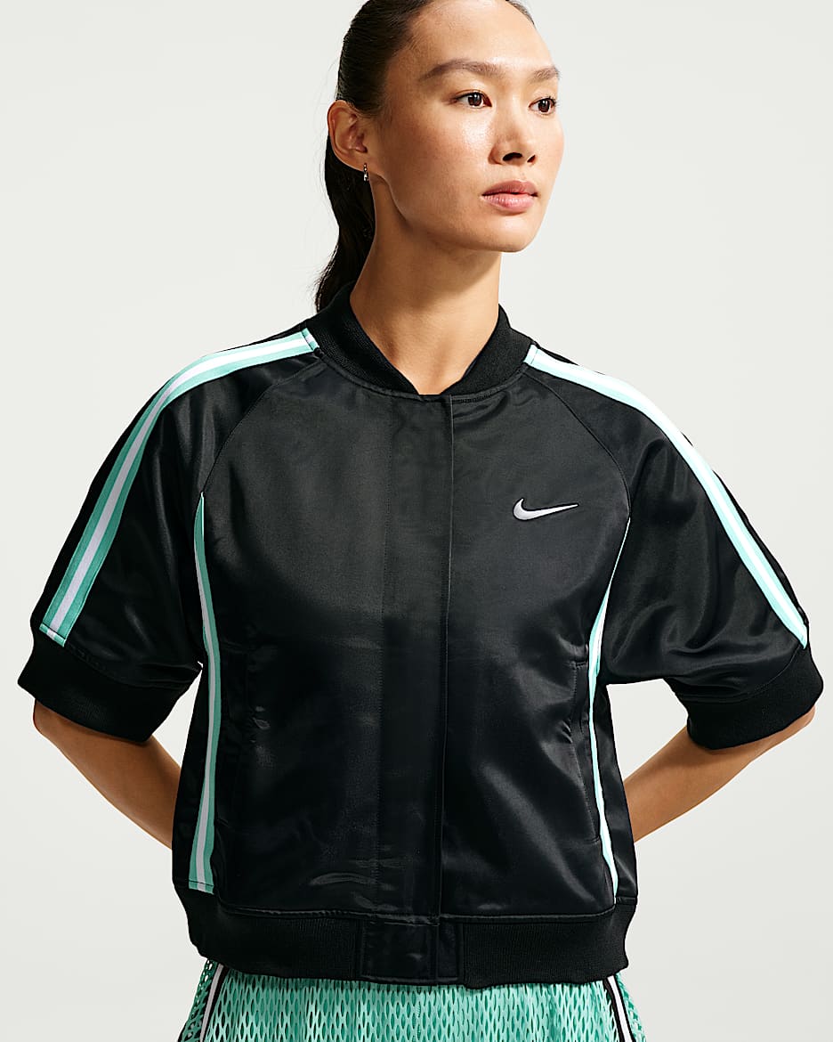 NikeCourt Slam 女子网球夹克 - 黑/薄荷绿/白色