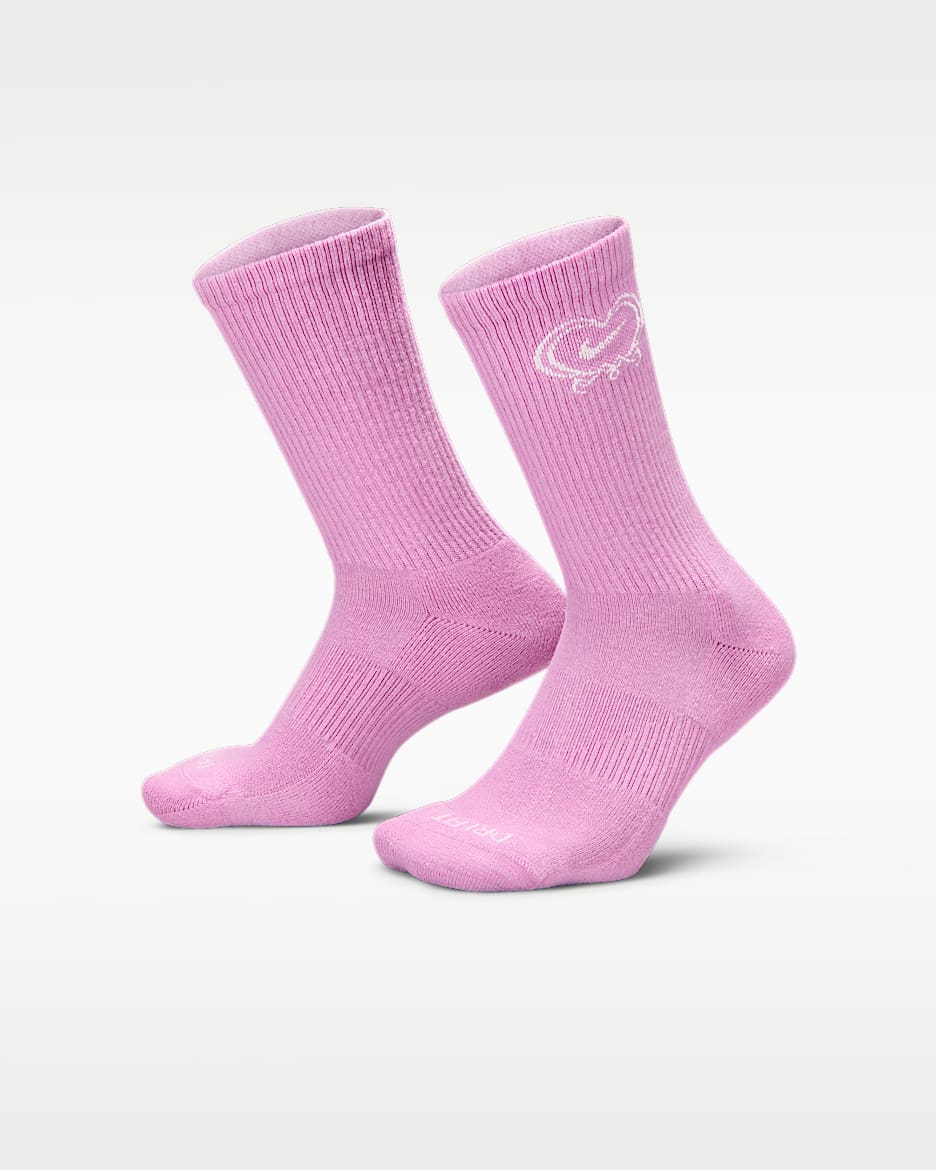 Nike Everyday Plus 情人节系列舒适速干中筒运动袜(1 双) - 浅品红/帆白