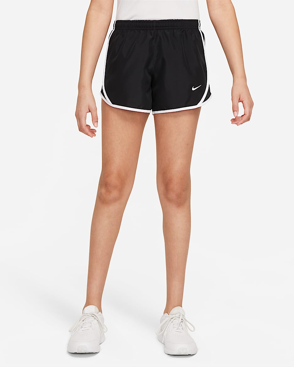 Nike Dri-FIT Tempo 大童（女孩）跑步短裤 - 黑/黑/白色/白色