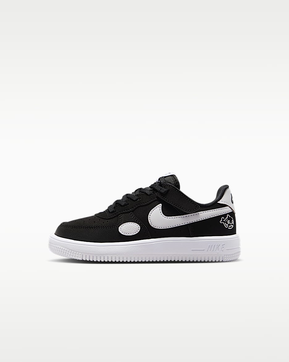 Nike Force 1 Low EasyOn 幼童运动鞋 - 黑/白色