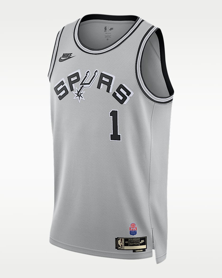 圣安东尼奥马刺队 Hardwood Classics Nike Dri-FIT NBA Swingman Jersey 男子速干球衣 - 银